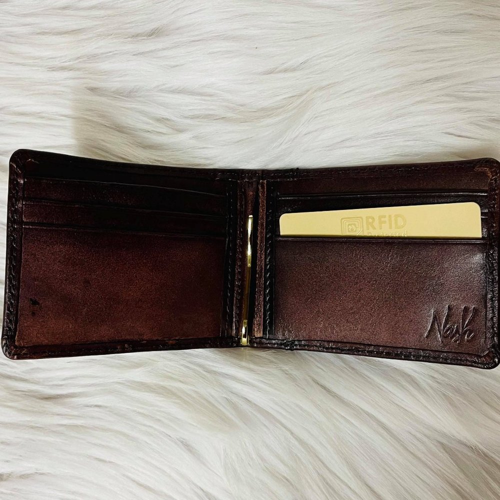 PATRICIA NASH MONEYCLIP MEN'S WALLET RUST MAPPRINT